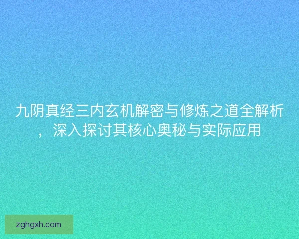 九阴真经三内玄机解密与修炼之道全解析，深入探讨其核心奥秘与实际应用