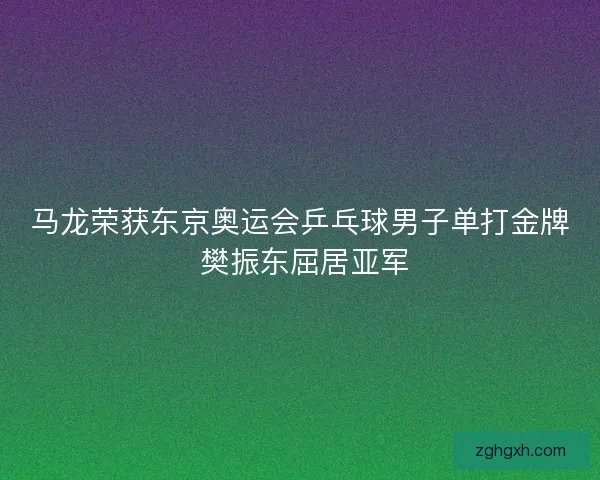 马龙荣获东京奥运会乒乓球男子单打金牌 樊振东屈居亚军