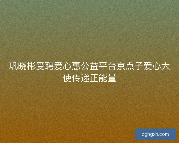 巩晓彬受聘爱心惠公益平台京点子爱心大使传递正能量